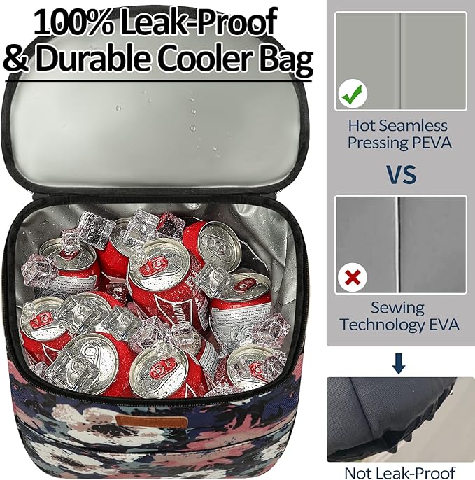 Camping Cooler Backpack 30 Cans, Soft Backpack Coolers Insulated Leak Proof Travel Cooler Bag Waterproof Lunch Picnic Beach Work Trip Thermal Bag Drink Beverage Beer Bag Cooler