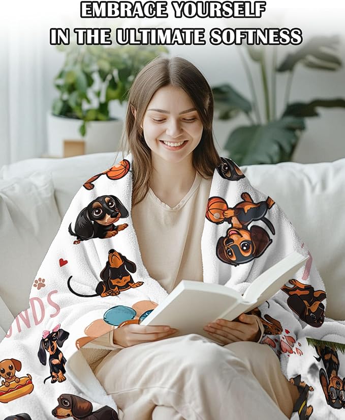 Dachshund Gifts for Women, Wiener Dog Gifts for Girl, Weiner Dog Blanket for Women, Just A Girl Who Love Dachshunds, Dachshund Blanket for Girls 50" X 60"