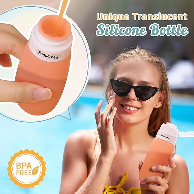 3oz Travel Bottles for Toiletries,Silicone Leak Proof Squeezable Travel Containers,TSA Approved Travel Essentials Bag for Shampoo Conditioner,5 Pack,White Pack