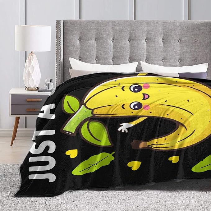 Cute Banana Throw Blanket Gifts for Girls Women Bananas Lover,Just Girl Who Loves Bananas Print Blankets,Soft Plush Flannel Quilt for Bed Sofa Couch Room Decoration 120 x 90in for Family