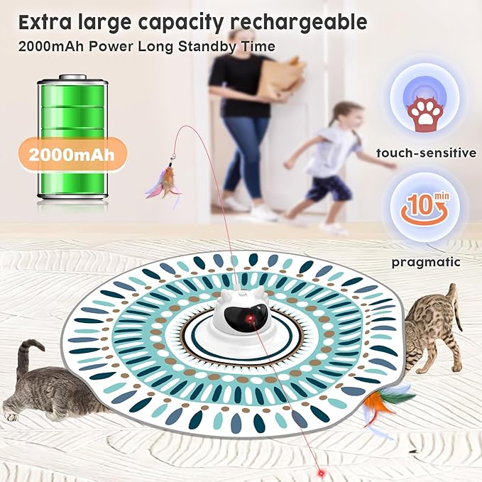 Interactive Cat Toys for Indoor Cats Laser,Automatic Cat Toys Interactive Feather Toys