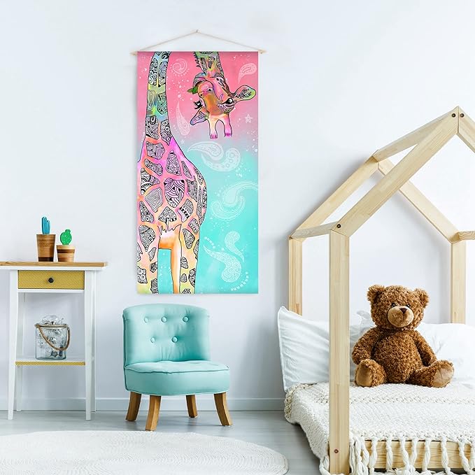 Bonsai Tree Giraffe Beach Towel, Cute Funny Teal Pink Mandala Giraffe Microfiber Bath Towel Gifts for Kids Women, Colorful Abstract Trippy Sand Free Quick Dry Travel Towels for Yoga Sports 30" x 60"