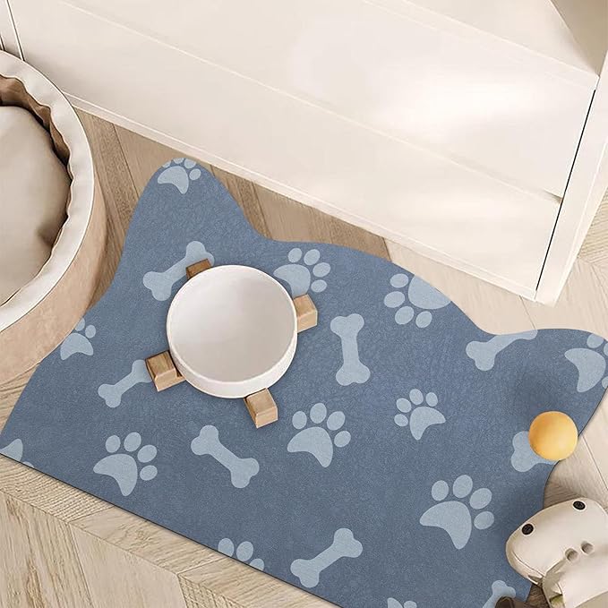YCT Cat & Dog Mats - No Slip Cat & Dog Mat for Food & Water, 16.9"x24", Navy Blue