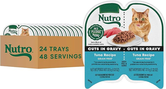 NUTRO PERFECT PORTIONS Cuts in Gravy Real Tuna Wet Cat Food Trays 2.65 Ounces (24 Twin Packs)
