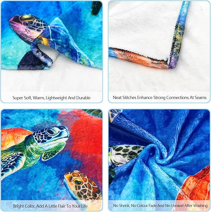 Ultra-Soft Microfiber Throw Blanket 350 GSM Fuzzy Fleece Blanket for Adults Kids Gift Couch, Sofa, Bed Turtle 60"x50"