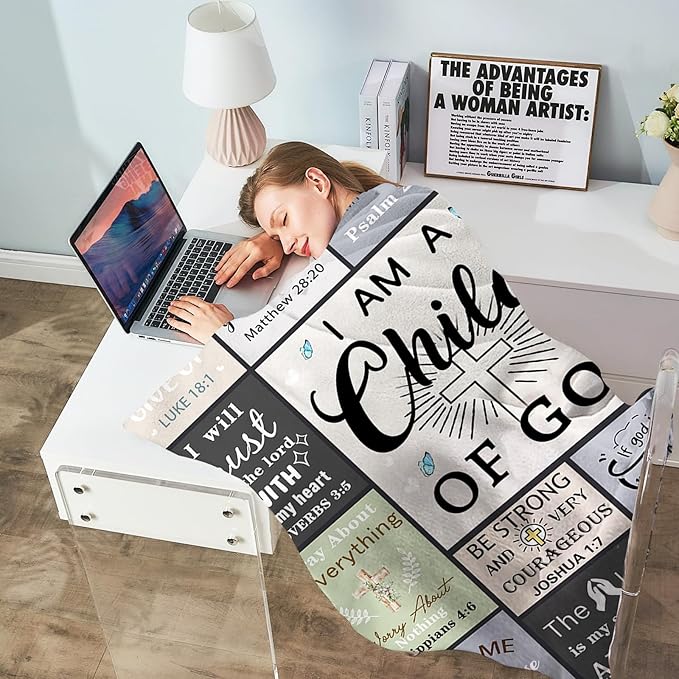 CIUGOIG Christian Gifts for Women & Men - 50"X60" I Am a Child of God Blankets - Inspirational Religious Birthday Catholic Spiritual Gifts Faith Based Gift - Christian Throws