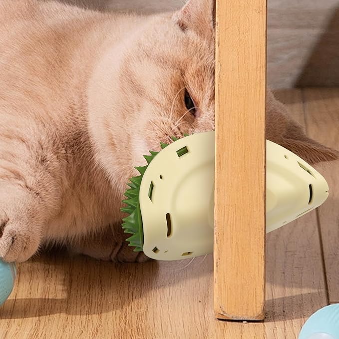 YAODHAOD Cat Corner Scratcher Durian Shaped Corner Tickler Cat Mint Self Groomer Toy Kittens Wall Corner Massage Comb Scratcher Board for Indoor Cats (Green)