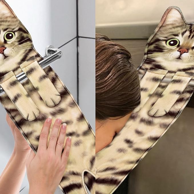 AGRIMONY Cat Funny Hand Towels for Bathroom Kitchen - Cute Decorative Cat Decor Hanging Washcloths Face Towels Super Absorbent Soft - Housewarming Birthday Christmas Fun Gifts for Women Cat Lovers
