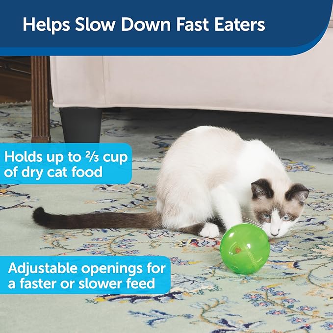 PetSafe Slimcat Feeder Ball - Interactive Game for Your Cat - Fill with Food and Treats - Green