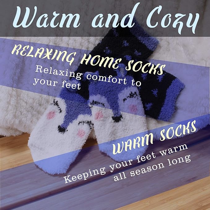 BambooMN Women's Super Soft Warm Microfiber Fuzzy Cozy Animal Socks or Christmas Winter Animal Socks, Value Pack