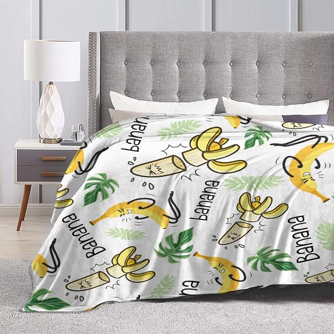 Funny Banana Throw Blanke,Fruit Gift for Men Women Adults Soft Warm Lightweight Quilt for Bed Sofa Couch Car Room Decoration 120 x 90in for Family