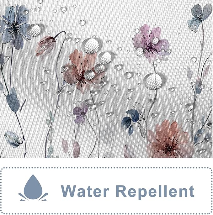 AWERT Wildflower Shower Curtain for Bathroom Watercolor Floral Shower Curtain with Hooks Waterproof Flower Printing Fabric Bathroom Decor 72x78 Inch