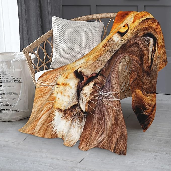 Lion Soft Throw Blanket Flannel Fleece Blankets Warm Cozy Lightweight Fuzzy Blanket for Bed Sofa Couch Home Decor 60"X50"