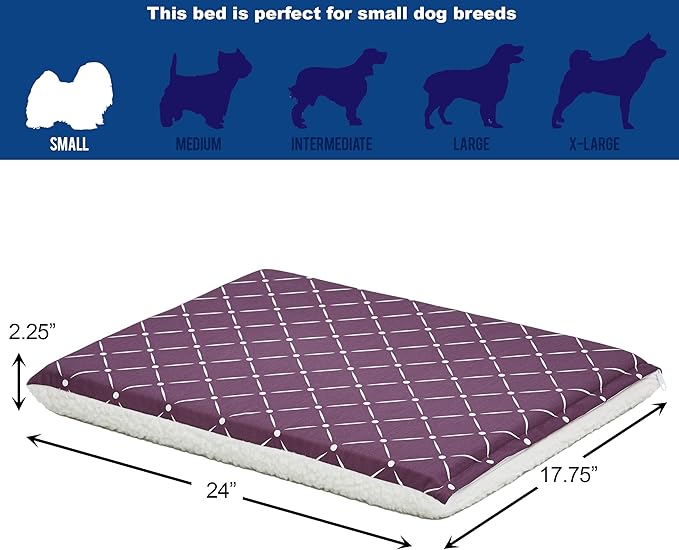 MidWest Homes for Pets Quiet Time Couture Paxton Dog Pad/Pet Bed in Plum Fleece with Pillow Cover, Plum, 24"