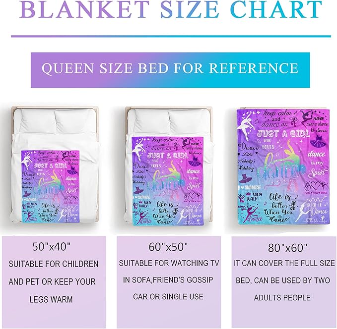 Dance Gifts for Girls Dancer Blanket Soft Flannel Dancers Merch Throw Blanket for Dance Lovers Team Dancing Gifts Stuff 50"x40"