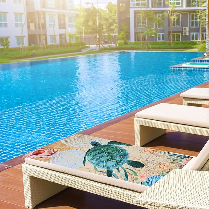 LIVILAN Small Sea Turtle Beach Towel, 24”x48” for Adults, Women, Kids, Microfiber, Oversized, Perfect for Swim, Pool, Bath, Yoga, Quick Dry, Sand Free, Thin, Lightweight, Ideal Sea Turtle Gifts