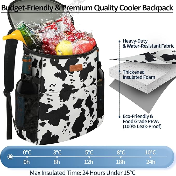 Camping Cooler Backpack 30 Cans, Soft Backpack Coolers Insulated Leak Proof Travel Cooler Bag Waterproof Lunch Picnic Beach Work Trip Thermal Bag Drink Beverage Beer Bag Cooler