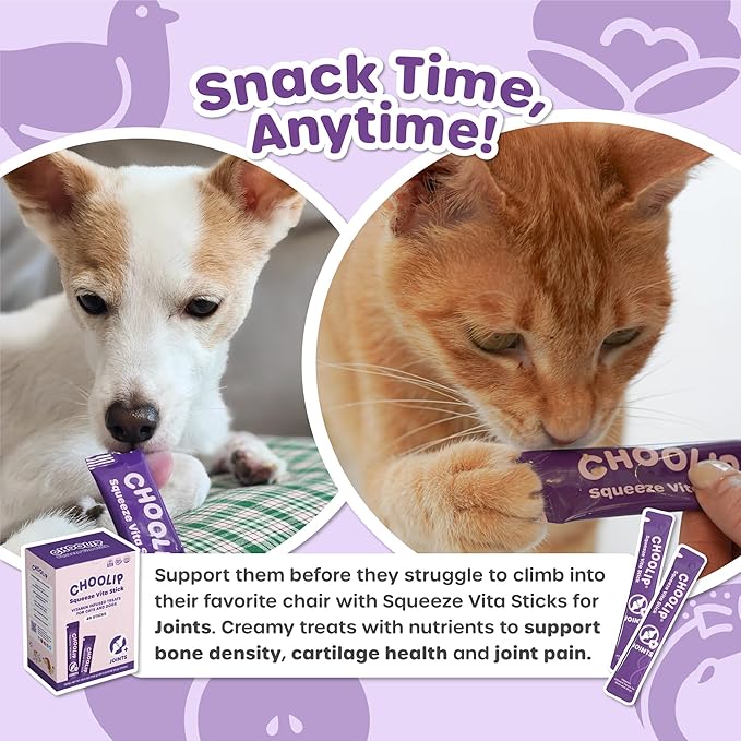 Squeeze Vita Stick Lickable Treats for Dogs & Cats. 49 Joint Support Sticks with Essential multivitamins. Soft and Tasty Paste for All Life Stages, Supporting Joints Health