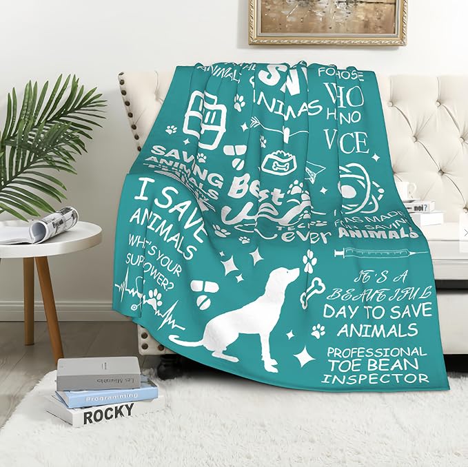 Vet Tech Gifts Blanket 60"X50", Vet Tech Week Gifts Bulk, Veterinary Gift for Women, Best Veterinarian Gift, Veterinary Technician Week Gifts, Veterinary Throw Blanket for Christmas, Birthday