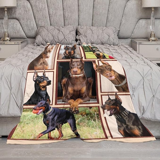 Doberman Gifts for Girls & Boys - Soft, Warm Fleece Throw Blanket for Bed & Sofa - 60"x80"