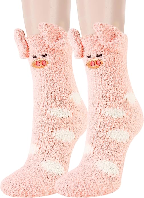 Benefeet Sox Cute Fuzzy Socks for Women Girls Fluffy Warm Cozy Novelty Slipper Socks Funny Animal Plush Sleeping Socks