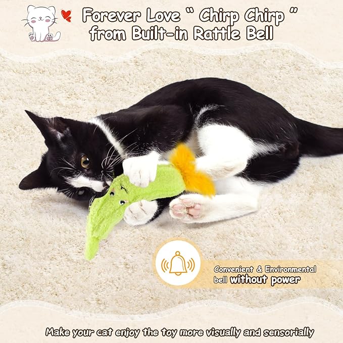 ORSDA Cat Toys, Cat Wand Toy for Indoor Cats, Replacement Cat Teaser Toys, Interative Cat Toy for Cats with Bell, Cat Feather Toy for Cats to Chase and Exercise