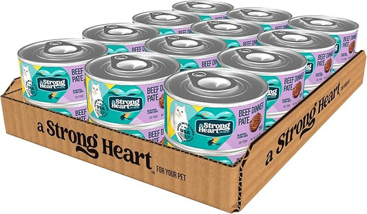 A Strong Heart Canned Wet Cat Food, Beef Dinner Paté - 3 oz Cans (Pack of 24), Made in The USA with Real Beef