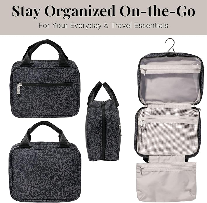 Baggallini Unisex's Hanging Travel Toiletry Kit-Lightweight 6x10 Inch Makeup Bag Toiltery