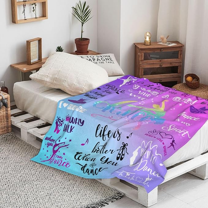 Dance Gifts for Girls Dancer Blanket Soft Flannel Dancers Merch Throw Blanket for Dance Lovers Team Dancing Gifts Stuff 50"x40"