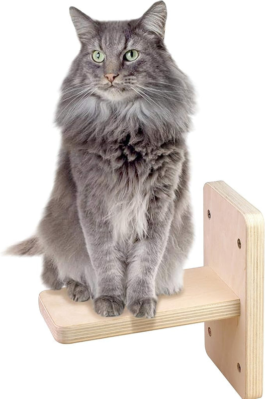 Wall Mounted Stairs for Cats, Cat Wall Mounted Shelves Board, Kitten Wall Ladder Climber Wooden Cat Wall Shelf Set Float, Cat Scratching Post Steps Cat Perch for Climbing Playing Lounging