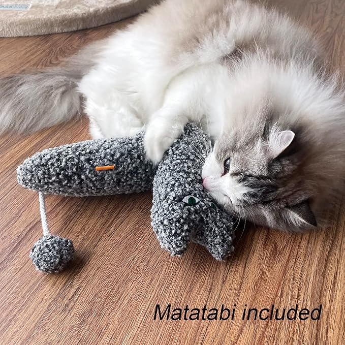 Catnip Silvervine Matatabi Pillow for Cats & Kittens,Cat Kicker Toy,Large Size Cat Pillow Soothing Plush Cat Toy(Grey).