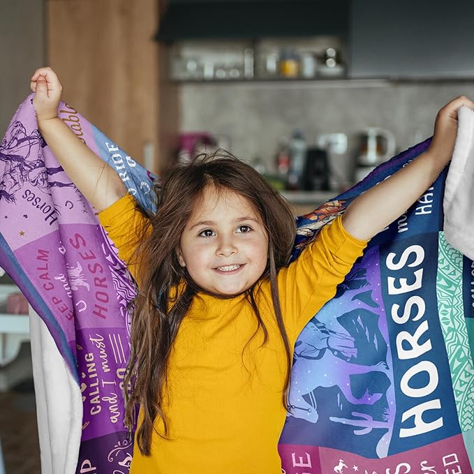 Horse Gifts for Girls Women Blanket 50"x60", Cowgirl Equestrian Gifts Stuff Equipment for Horse Lovers for Birthday/Christmas Throw Blanket