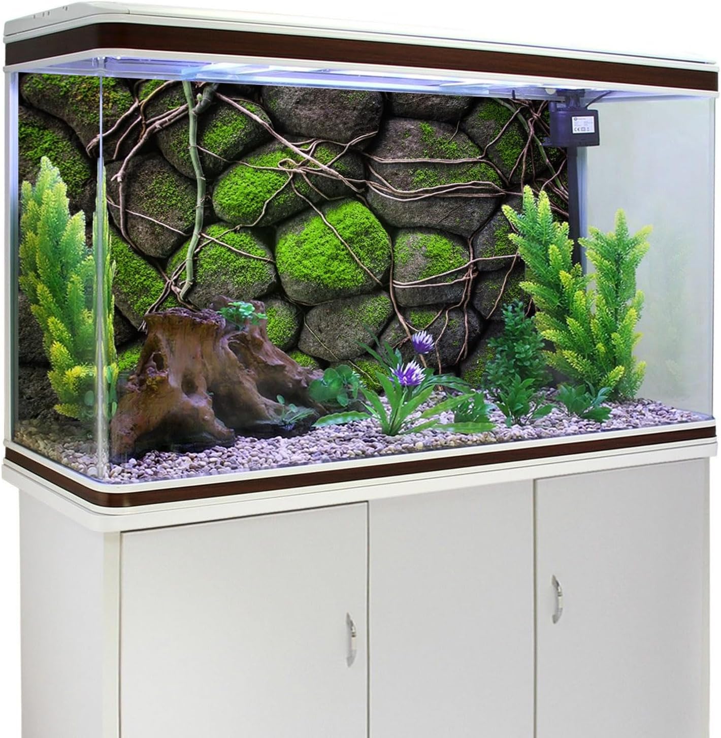 AWERT 48x18 inches Stone Aquarium Background Rock Fish Tank Background Rocky Terrarium Background Vinyl