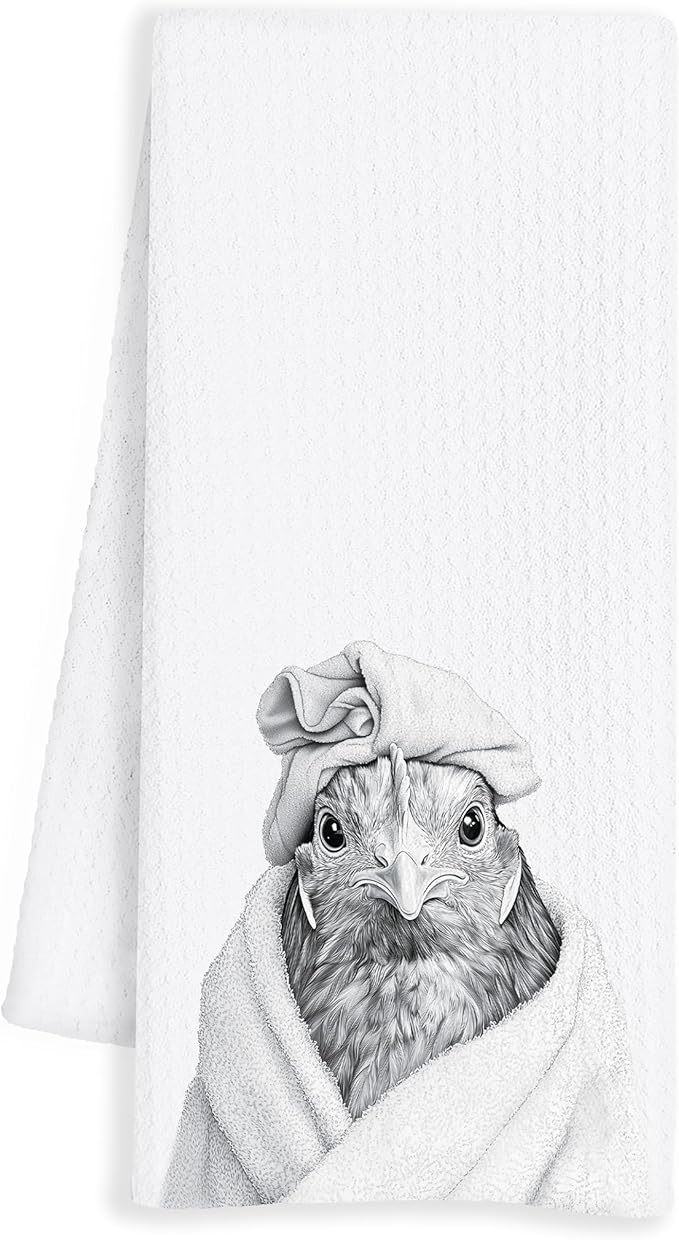 Funny Chicken Towels, Decorative Hand Towels, Kids & Animal Bathroom Decor, 16x24 Inch