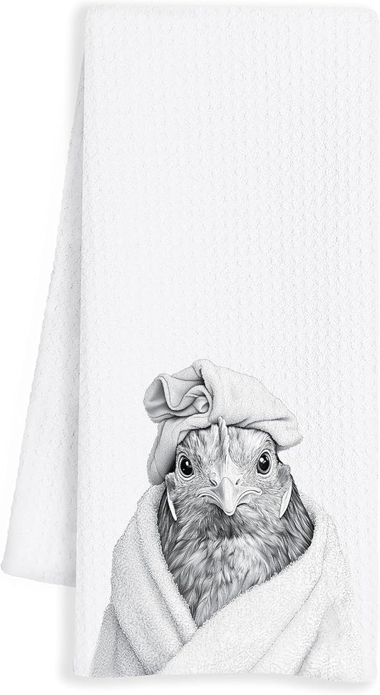 Funny Chicken Towels, Decorative Hand Towels, Kids & Animal Bathroom Decor, 16x24 Inch