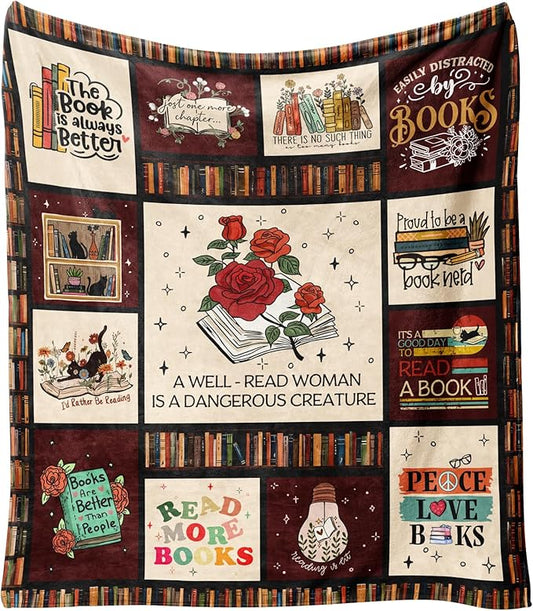 Book Lovers Gifts Blanket,Teacher Gifts for Women Men Book Lover Librarian Birthday Read Fleece Throw Blanket,Flannel Throw Blanket for Home Living Room Couch Bed Chair Dorm Decor 60"x50"