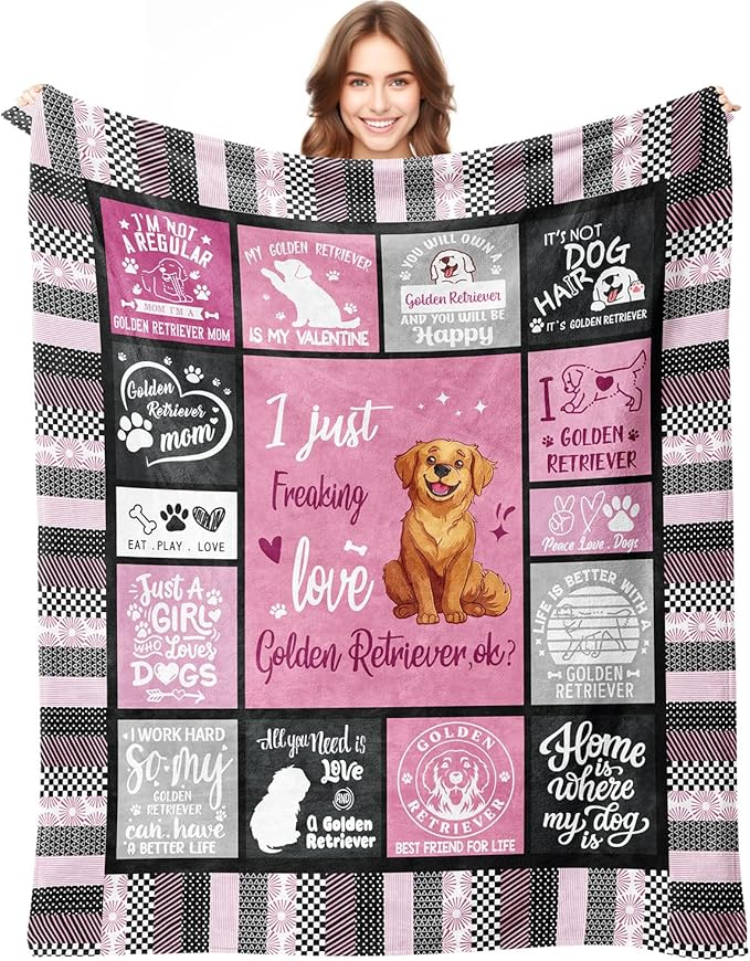 Golden Retriever Lover Blanket Gifts for Dog Moms - 50" X 60" I Just Freaking Love Golden Retirever Soft Throw Blanket - Christmas Dog Themed Gifts for Women Girls