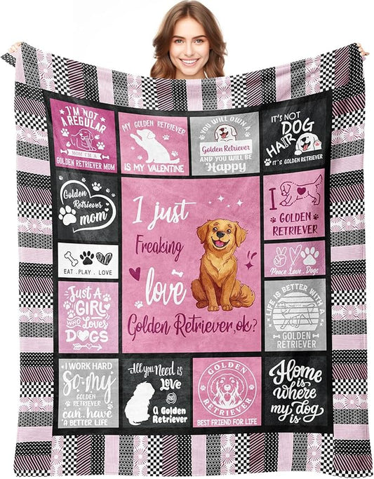 Golden Retriever Lover Blanket Gifts for Dog Moms - 50" X 60" I Just Freaking Love Golden Retirever Soft Throw Blanket - Christmas Dog Themed Gifts for Women Girls