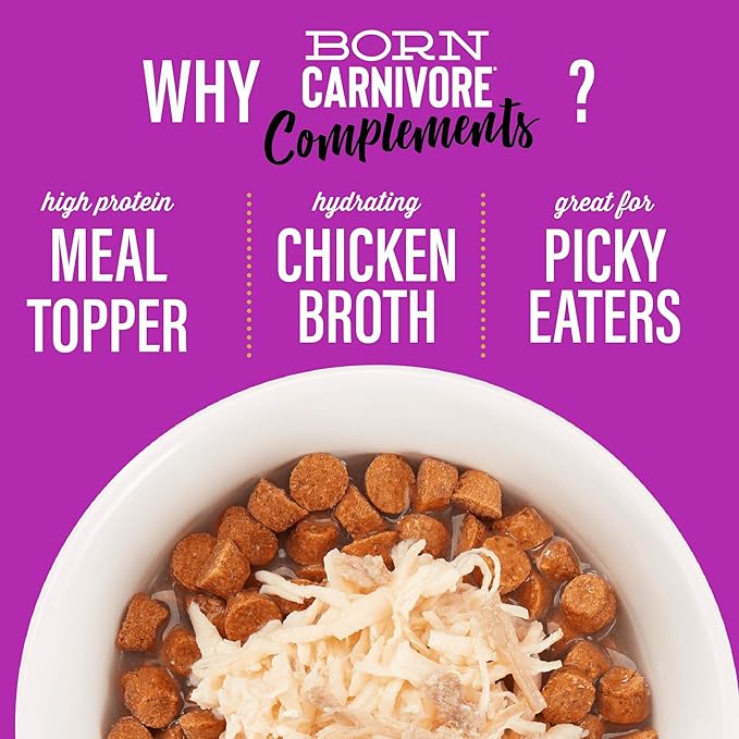 Tiki Cat Born Carnivore Complements Wet Cat Food Topper, Chicken & Duck 2.1 oz. Pouch (12 Count)
