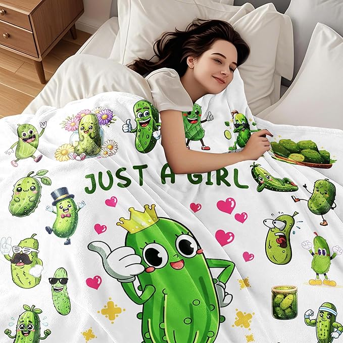 Pickle Blanket Gifts for Pickle Lovers Pickles Throw Blanket Pickles Bedding Decor Stuff Gifts for Girls Women 50"x40"