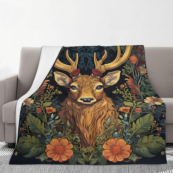 Deer Soft Throw Blanket Flannel Fleece Blankets Warm Cozy Lightweight Fuzzy Blanket for Bed Sofa Couch Home Decor 80"X60"