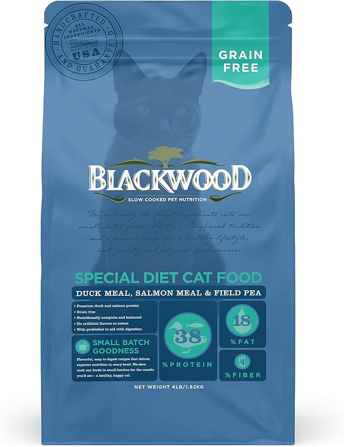 Blackwood Special Diet Cat Food, Grain Free, Duck Meal, Salmon Meal & Field Pea, 4Lb.