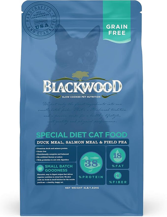 Blackwood Special Diet Cat Food, Grain Free, Duck Meal, Salmon Meal & Field Pea, 4Lb.