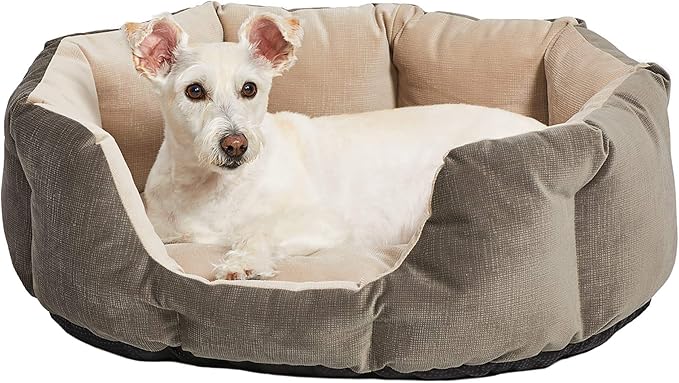 Midwest Homes for Pets QuietTime Deluxe Tulip Nesting Pet Bed, Gray/Tan, Small