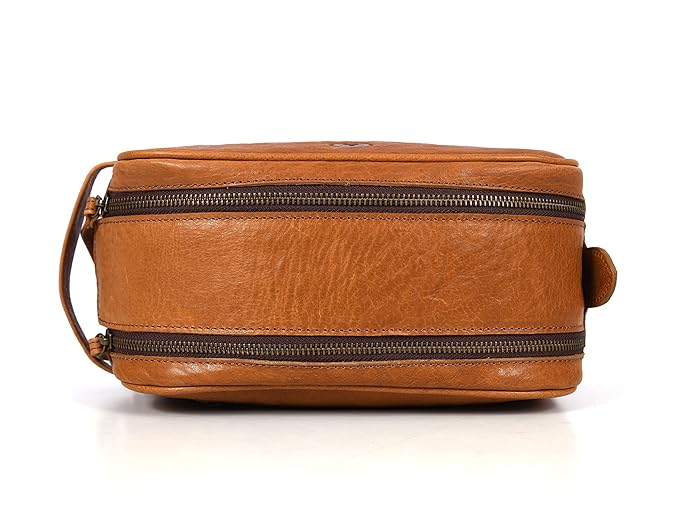10" Premium Leather Toiletry Travel Pouch With Waterproof Lining | King-Size Handcrafted Vintage Dopp - Kit ~ Gift for Father's Day By Aaron Leather Goods