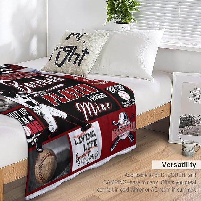 Baseball Blanket Sport Baseball Gifts for Girls Boys Woman Kids Baseball Lover Throw Blankets Soft Blanket Warm Fleece Flannel Plush Blankets for Bed Sofa Couch 40"x50"
