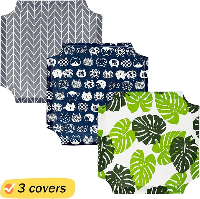 Patas Lague Cat and Dog Hammock Bed Small Dog Bed (3 Covers), Wooden Cat Elevated Cooling Outdoor Bed for All Seasons, Cat Beds for Indoor Cats,Cat Cots Pet Bed (Monstera Leaf, Arrow, Blue Cat)