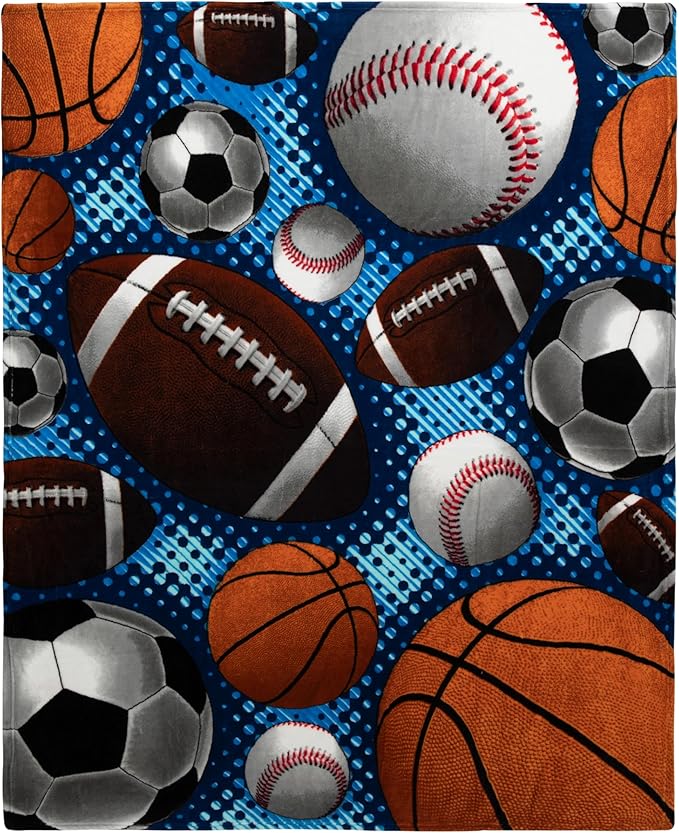 Dawhud Direct Sports Fleece Blanket for Bed, 50" x 60" Sports Fan Fleece Throw Blanket for Adults & Kids Super Soft Plush Sports Blanket Throw Kids Fleece Blankets for Sports Fans - Queen Size Blanket