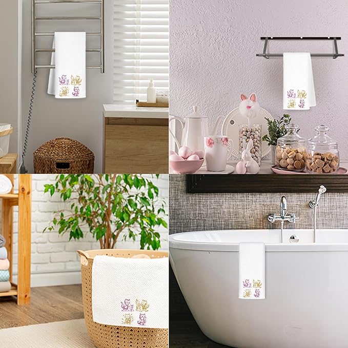 Cat Kitchen Towels for Lovers, Hand and Dish Tea Towels, Gifts for Women, Cute Mom Presents, Kitchen Bathroom Decor, 16x24 Inch