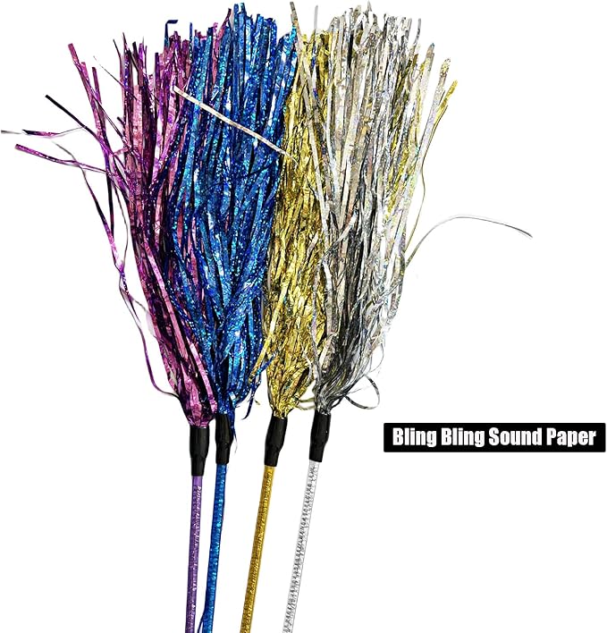 IUHKBH Cat Wands, 4 PCS Colorful Cat Tassel Toys with Bell Interactive Cat Teaser Wand for Cat Kitten Having Fun Exerciser Playing